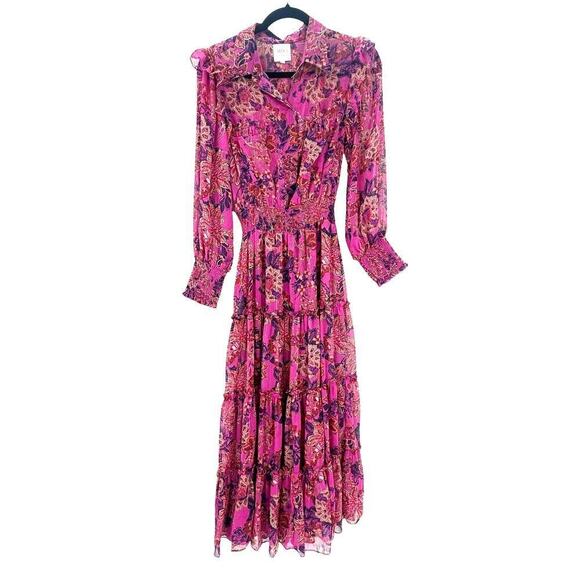 Misa Marjan Floral-print Blouson Sleeve Maxi Dress in Chiffon Size XS NWOT - Picture 7 of 11